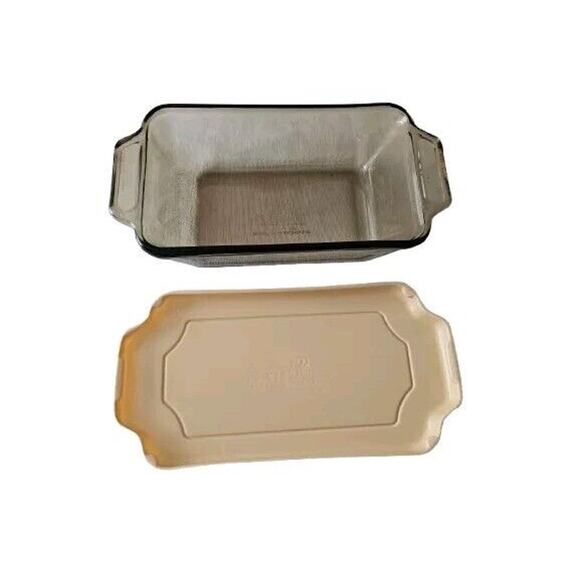 Anchor Hocking Amber Glass 1.5 QT Loaf Pan #1041, 5 x 9 inches with Lid USA - Picture 1 of 10